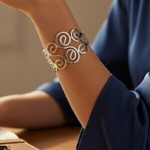 Silver Scroll Hinge Cuff Fashion Bracelet NWT